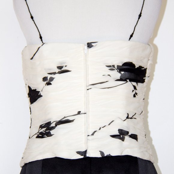 CARLISLE Top Skirt Set Black Ehite Print Dress Evening Cocktail Formal Sz 6 - Picture 4 of 6